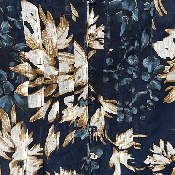 Coldwater Creek Pleated Blouse Floral Print Short Sleeve Sz PS - Picture 5 of 12